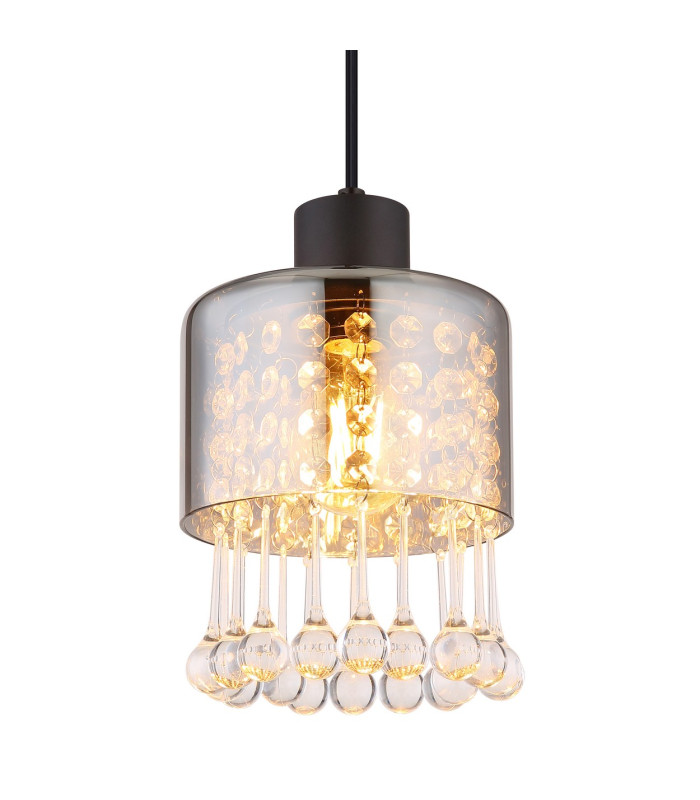 Hendry Slim Pendant Ceiling Light Matt Black Smoke Glass Shade 1x E27-3