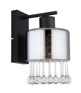 Hendry Wall Lamp Matt Black Smoke Glass Shade 1x E27-2