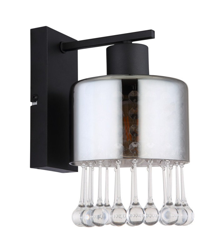 Hendry Wall Lamp Matt Black Smoke Glass Shade 1x E27-2