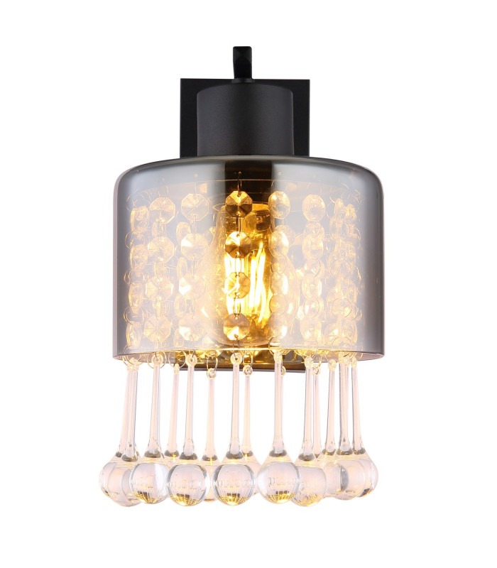 Hendry Wall Lamp Matt Black Smoke Glass Shade 1x E27-3