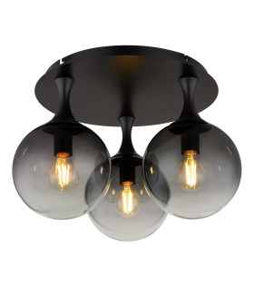 Dalton Shade Cluster Ceiling Light Matt Black Balls Smoke Glass Shade 3x E27-1
