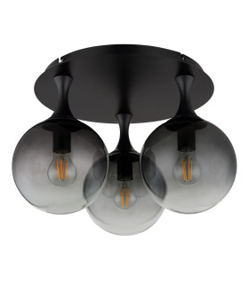Dalton Shade Cluster Ceiling Light Matt Black Balls Smoke Glass Shade 3x E27-2
