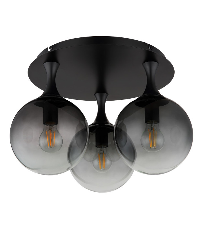 Dalton Shade Cluster Ceiling Light Matt Black Balls Smoke Glass Shade 3x E27-2