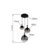 Dalton Cluster Pendant Ceiling Light Matt Black Balls Smoke Glass Shade 3x E27-7