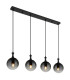Dalton Bar Pendant Ceiling Light Matt Black Balls Smoke Glass Shade 4x E27-1