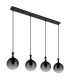 Dalton Bar Pendant Ceiling Light Matt Black Balls Smoke Glass Shade 4x E27-2