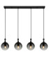 Dalton Bar Pendant Ceiling Light Matt Black Balls Smoke Glass Shade 4x E27-3