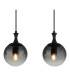 Dalton Bar Pendant Ceiling Light Matt Black Balls Smoke Glass Shade 4x E27-4