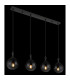Dalton Bar Pendant Ceiling Light Matt Black Balls Smoke Glass Shade 4x E27-5