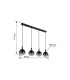 Dalton Bar Pendant Ceiling Light Matt Black Balls Smoke Glass Shade 4x E27-9