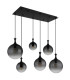 Dalton Cluster Pendant Ceiling Light Matt Black Balls Smoke Glass Shade 6x E27-2
