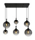 Dalton Cluster Pendant Ceiling Light Matt Black Balls Smoke Glass Shade 6x E27-3
