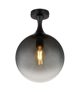 Dalton Globe Ceiling Light Matt Black Ball Smoke Glass Shade 1x E27-1