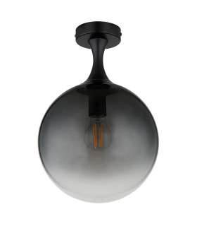Dalton Globe Ceiling Light Matt Black Ball Smoke Glass Shade 1x E27-2