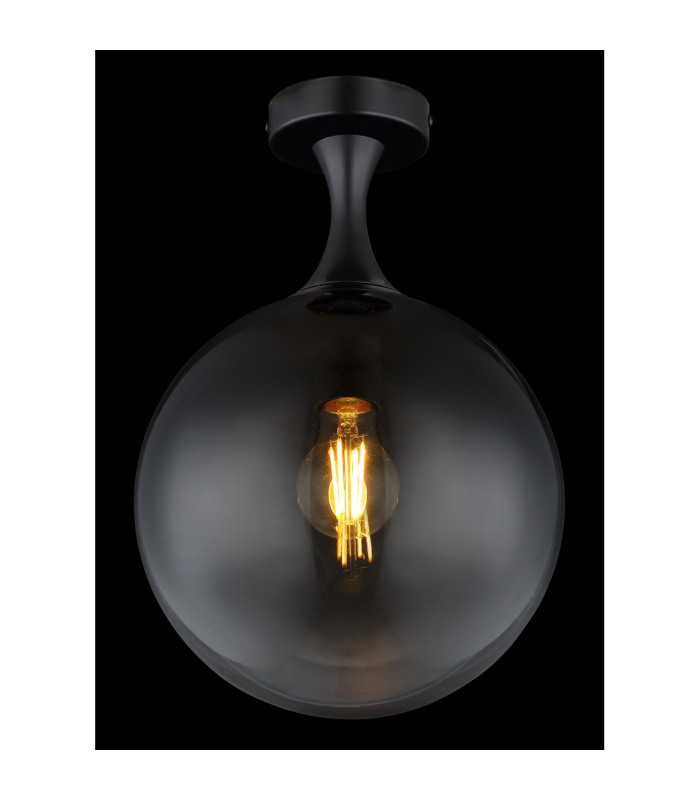 Dalton Globe Ceiling Light Matt Black Ball Smoke Glass Shade 1x E27-3