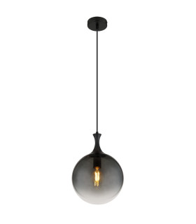 Dalton Globe Pendant Ceiling Light Matt Black Balls Smoke Glass Shade 1x E27-1