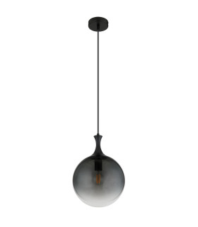 Dalton Globe Pendant Ceiling Light Matt Black Balls Smoke Glass Shade 1x E27-2