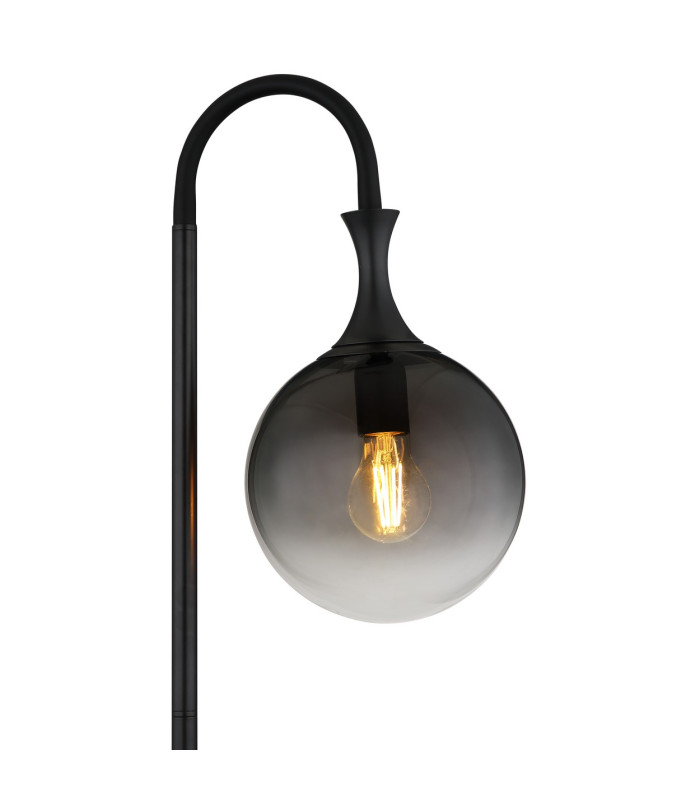 Dalton Glass Floor Lamp Matt Black Ball Smoke Glass Shade 1x E27-3