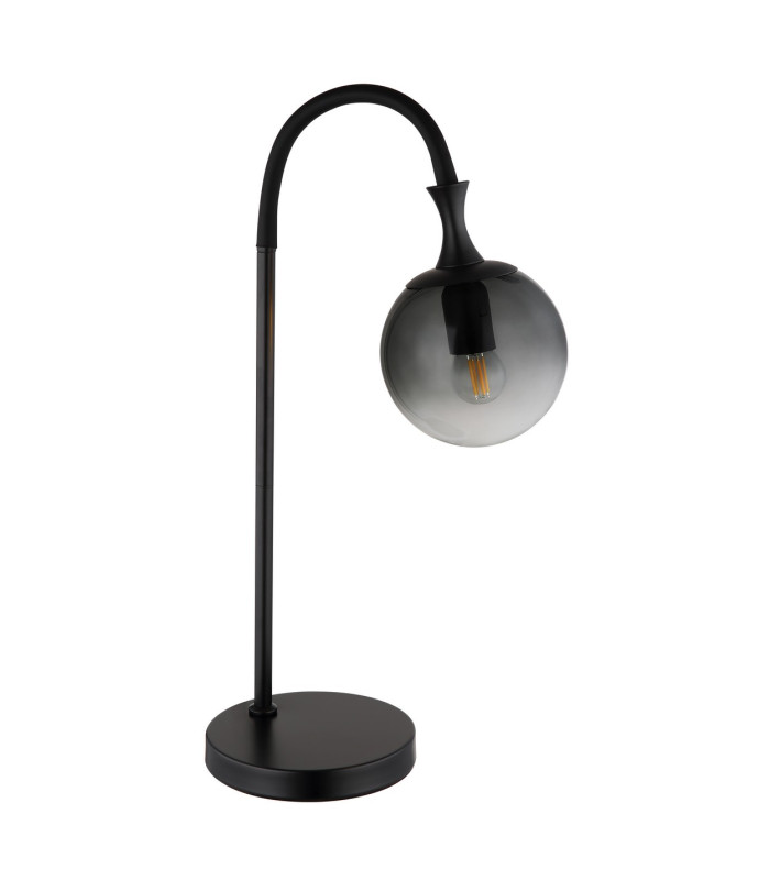 Dalton Globe Table Lamp Matt Black Ball Smoke Glass Shade 1x E27-2