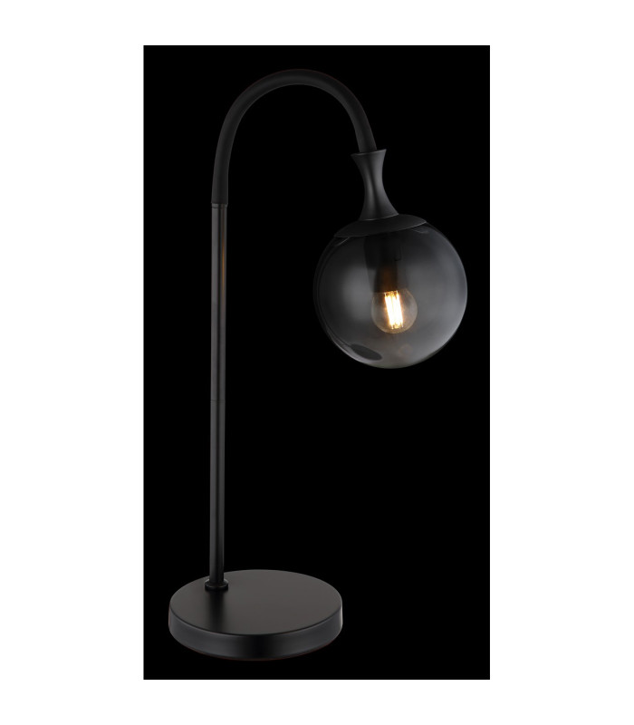 Dalton Globe Table Lamp Matt Black Ball Smoke Glass Shade 1x E27-3