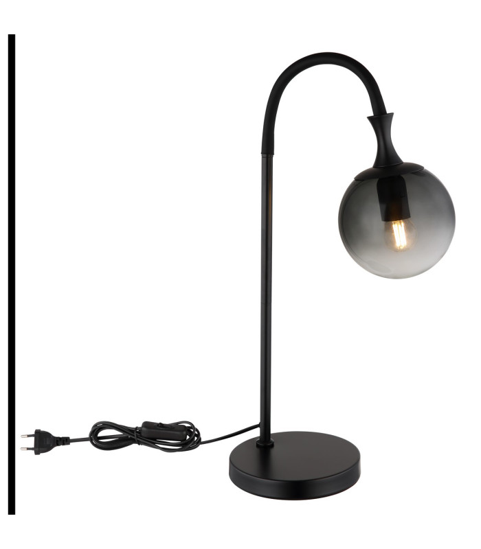 Dalton Globe Table Lamp Matt Black Ball Smoke Glass Shade 1x E27-4