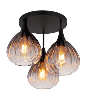 Olsen Shade Cluster Ceiling Light Matt Black Smoke Glass Shade 3x E27-1