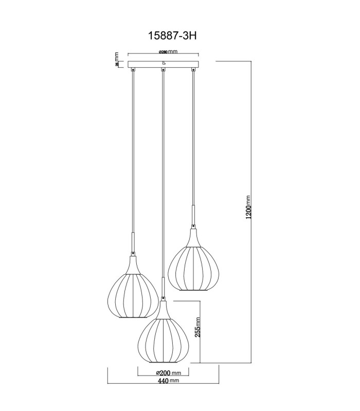 Olsen Cluster Pendant Ceiling Light Matt Black Smoke Glass Shade 3x E27-6