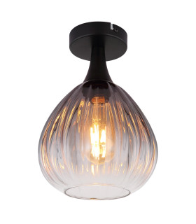 Olsen Globe Ceiling Light Matt Black Smoke Glass Shade 1x E27-1