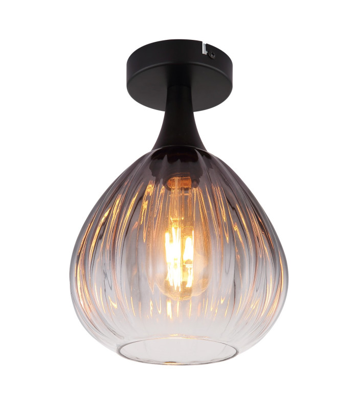 Olsen Globe Ceiling Light Matt Black Smoke Glass Shade 1x E27-1