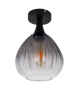 Olsen Globe Ceiling Light Matt Black Smoke Glass Shade 1x E27-2