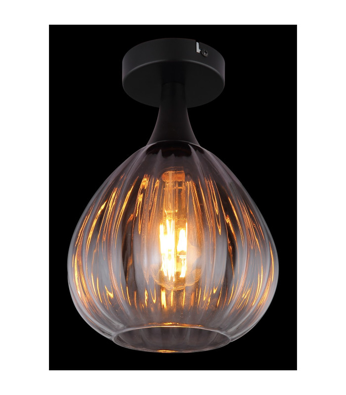 Olsen Globe Ceiling Light Matt Black Smoke Glass Shade 1x E27-3