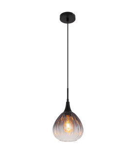 Olsen Dome Pendant Ceiling Light Matt Black Smoke Glass Shade 1x E27-1