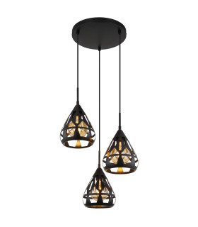 Hassan Cluster Pendant Ceiling Light Matt Black 3x E27-1