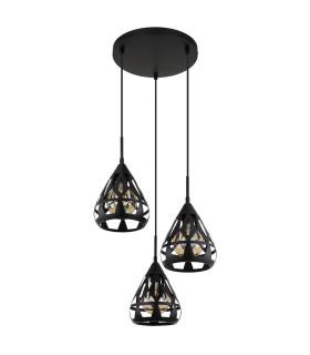 Hassan Cluster Pendant Ceiling Light Matt Black 3x E27-2