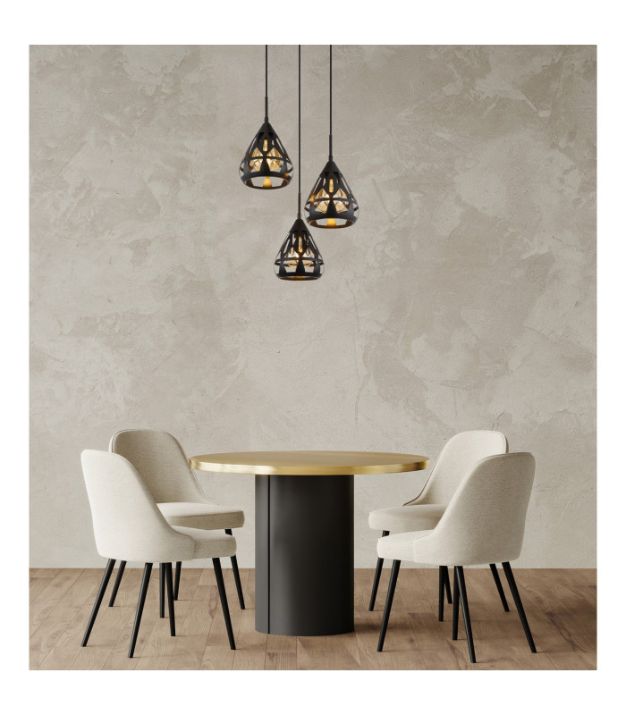Hassan Cluster Pendant Ceiling Light Matt Black 3x E27-5
