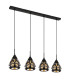 Hassan Bar Pendant Ceiling Light Matt Black 4x E27-1