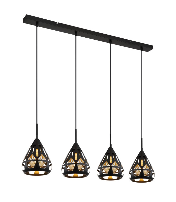 Hassan Bar Pendant Ceiling Light Matt Black 4x E27-1