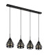 Hassan Bar Pendant Ceiling Light Matt Black 4x E27-2