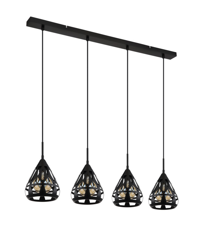 Hassan Bar Pendant Ceiling Light Matt Black 4x E27-2