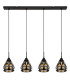 Hassan Bar Pendant Ceiling Light Matt Black 4x E27-3