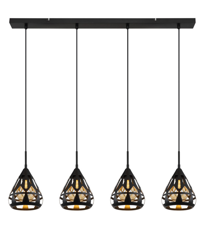 Hassan Bar Pendant Ceiling Light Matt Black 4x E27-3