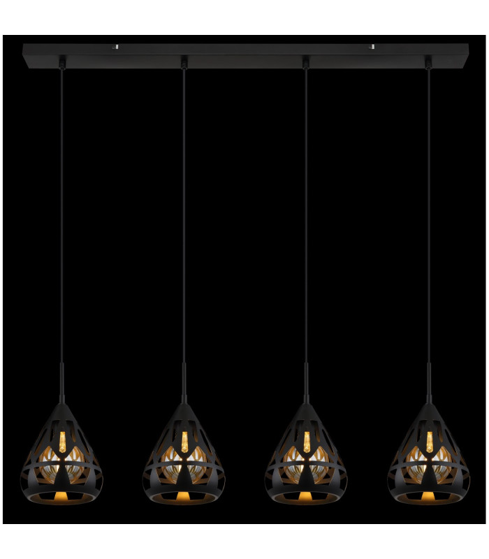Hassan Bar Pendant Ceiling Light Matt Black 4x E27-5
