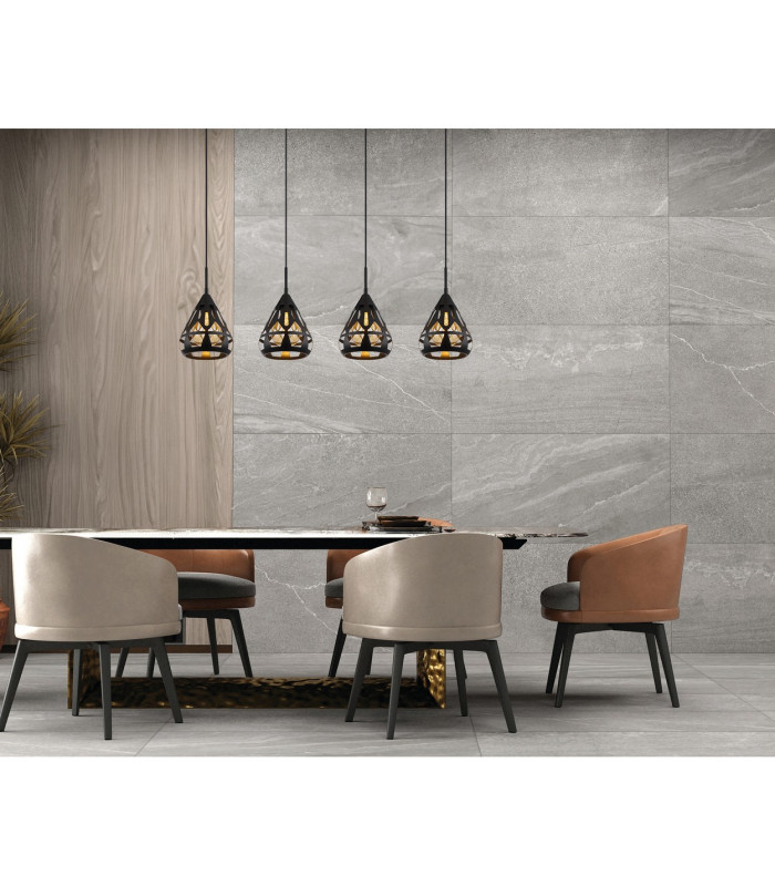 Hassan Bar Pendant Ceiling Light Matt Black 4x E27-6