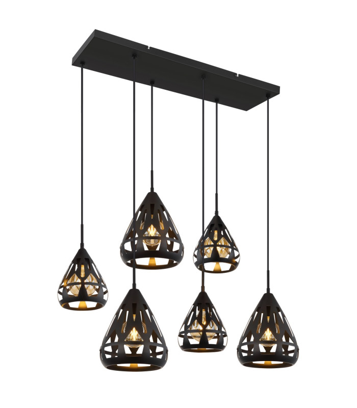 Hassan Cluster Pendant Ceiling Light Matt Black 6x E27-1