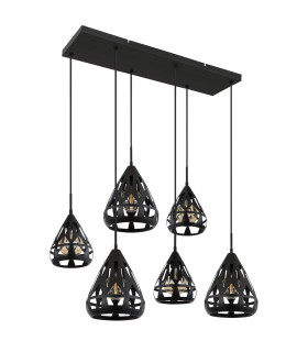 Hassan Cluster Pendant Ceiling Light Matt Black 6x E27-2