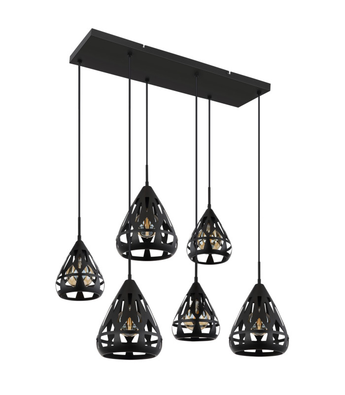 Hassan Cluster Pendant Ceiling Light Matt Black 6x E27-2