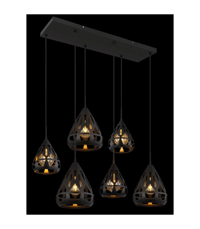 Hassan Cluster Pendant Ceiling Light Matt Black 6x E27-4