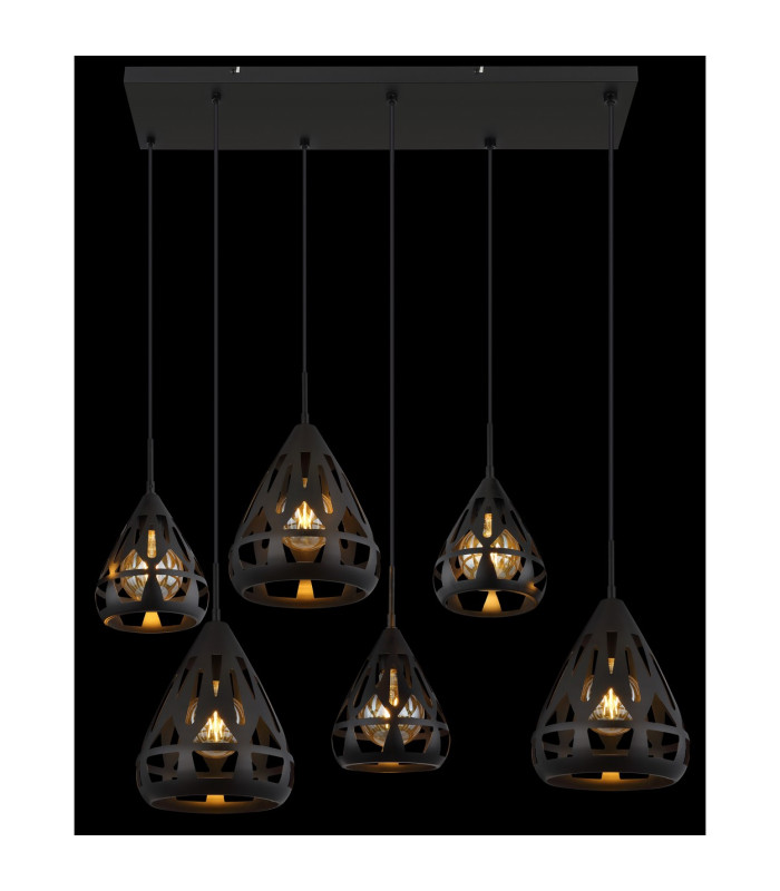Hassan Cluster Pendant Ceiling Light Matt Black 6x E27-5