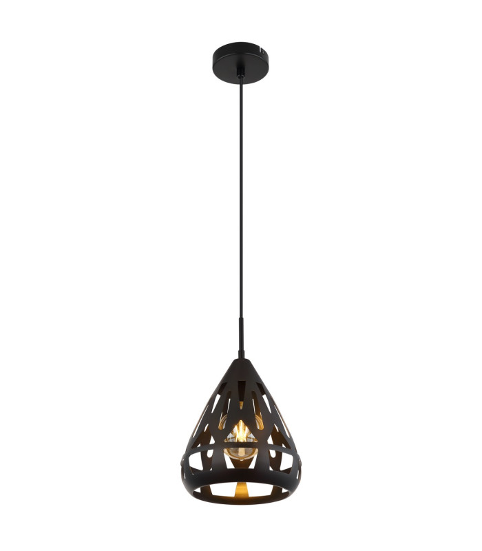 Hassan Wire Frame Pendant Ceiling Light Matt Black 1x E27-1
