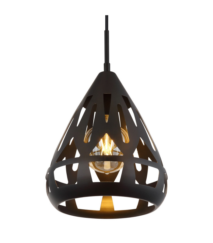 Hassan Wire Frame Pendant Ceiling Light Matt Black 1x E27-3